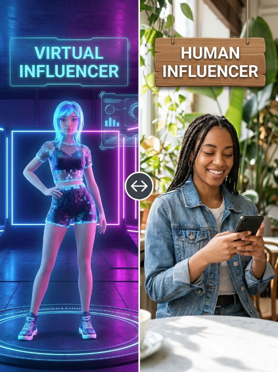 Influenceur Virtuel vs Influenceur Humain : Le Guide Définitif 2026